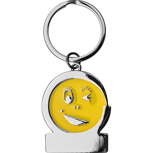 Schlüsselanhänger aus Metall Gesicht (Art.-Nr. CA141479) - Schlüsselanhänger aus Metall mit farbl...
