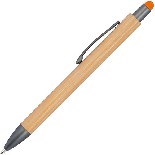 Bambuskugelschreiber mit Touchfunktion (Art.-Nr. CA155917) - Bambuskugelschreiber mit blau schreibend...