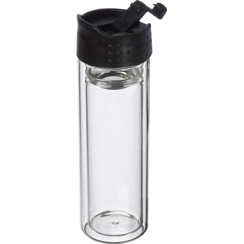 Borosilikat Glasflasche mit Teesieb, 400 ml (Art.-Nr. CA162719) - Doppelwandige Borosilikat Glasflasche...