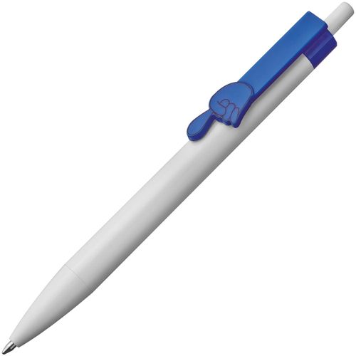 Kugelschreiber mit Fingerzeigclip (Art.-Nr. CA183037) - Kugelschreiber mit blau schreibender...