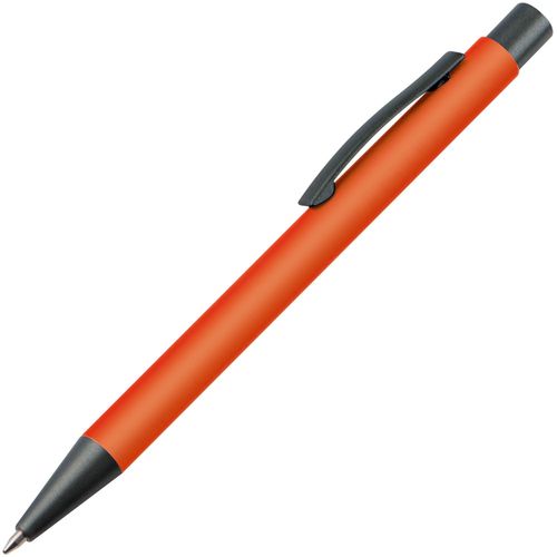 Matter Kugelschreiber mit Metallclip (Art.-Nr. CA189939) - Druckkugelschreiber mit blau schreibende...