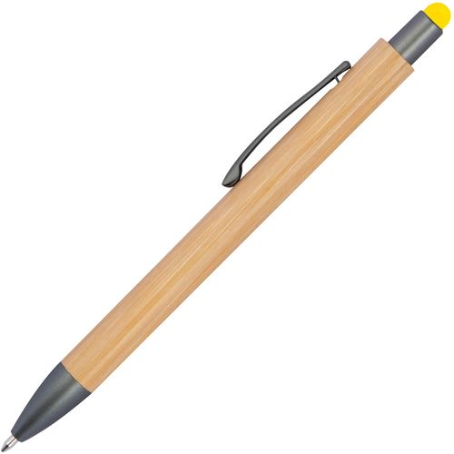 Bambuskugelschreiber mit Touchfunktion (Art.-Nr. CA190185) - Bambuskugelschreiber mit blau schreibend...
