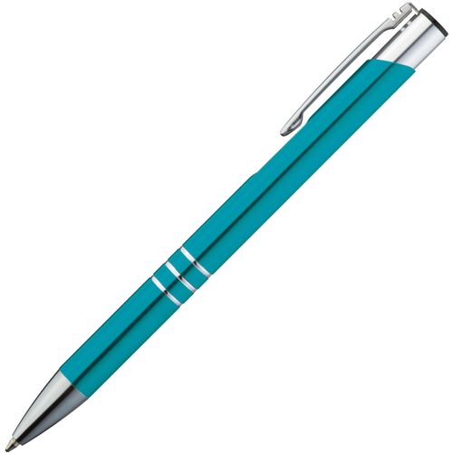 Kugelschreiber aus Metall mit 3 Zierringen (Art.-Nr. CA222674) - Eloxierter Kugelschreiber aus Metall...