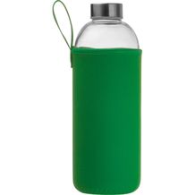 Trinkflasche aus Glas mit Neoprenüberzug, 1.000 ml (grün) (Art.-Nr. CA226357)