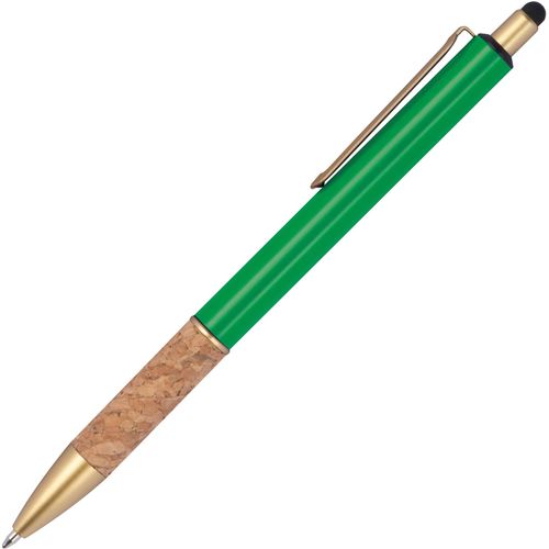 Kugelschreiber mit Korkgriffzone (Art.-Nr. CA240685) - Kugelschreiber aus Metall mit goldenen...