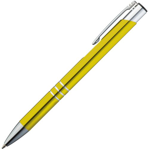 Kugelschreiber aus Metall mit 3 Zierringen (Art.-Nr. CA244984) - Eloxierter Kugelschreiber aus Metall...