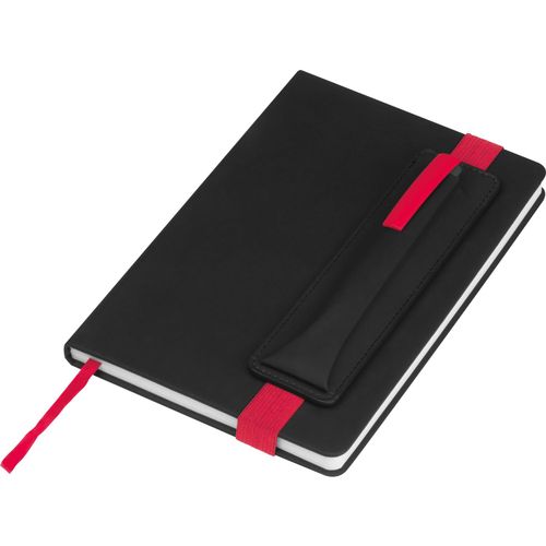 Notizbuch mit farbigen Applikationen (Art.-Nr. CA246298) - A5 Notizbuch mit PU Einband, 192 liniert...
