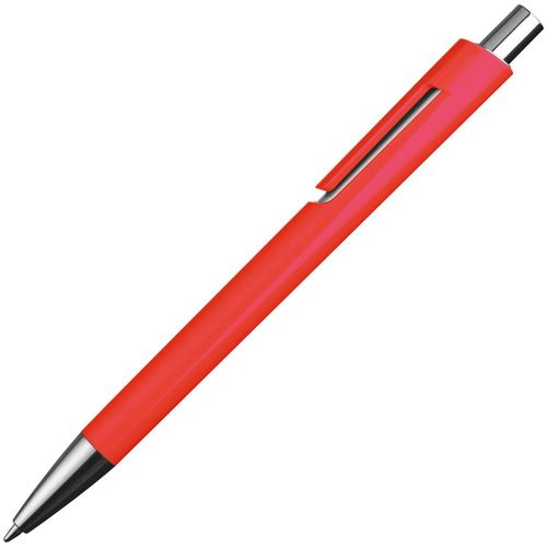 Kugelschreiber mit silbernen Applikationen (Art.-Nr. CA268090) - Kugelschreiber mit farbigem Schaft,...