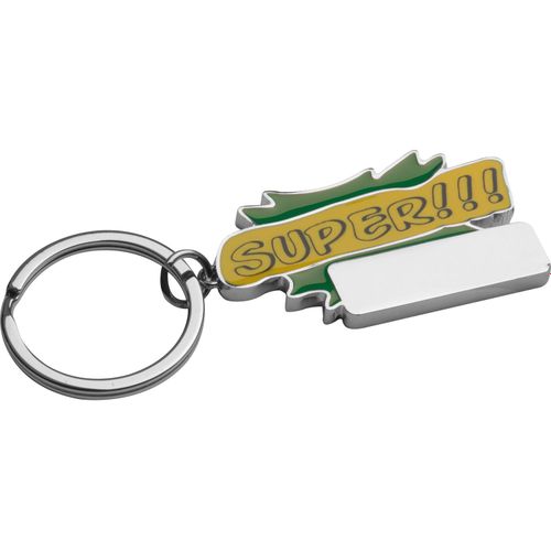 Schlüsselanhänger Super!!! (Art.-Nr. CA283151) - Schlüsselanhänger aus Metall mit farbl...