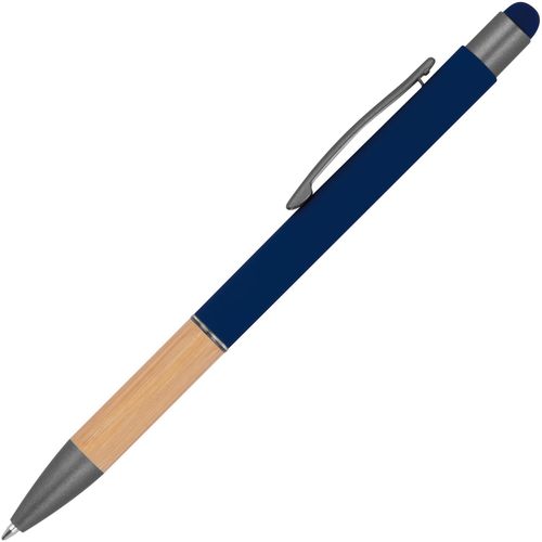 Kugelschreiber mit Griffzone aus Bambus (Art.-Nr. CA290580) - Kugelschreiber aus Aluminium mit blau...