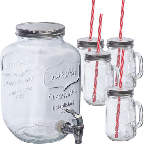 Set aus Getränkespender und 4 Glaskrügen (Art.-Nr. CA306820) - Set aus Getränkespender (4.000ml) un...