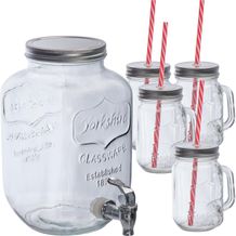 Set aus Getränkespender und 4 Glaskrügen (transparent) (Art.-Nr. CA306820)