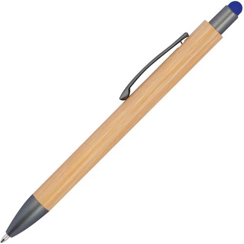 Bambuskugelschreiber mit Touchfunktion (Art.-Nr. CA307973) - Bambuskugelschreiber mit blau schreibend...