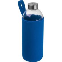 Trinkflasche aus Glas mit Neoprenüberzug, 1.000ml (blau) (Art.-Nr. CA307976)