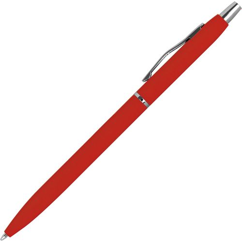Kugelschreiber mit schwarzer Mine (Art.-Nr. CA311628) - Schlanker, gummierter Metallkugelschreib...