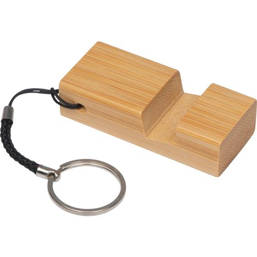 Schlüsselanhänger Bambushandyhalter (Art.-Nr. CA319314) - Anhänger aus Bambus mit Schlüsselri...