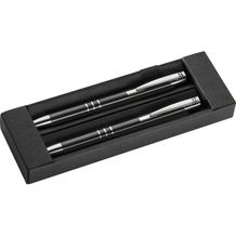 Schreibset mit Kugelschreiber und Druckbleistift aus Metall (Schwarz) (Art.-Nr. CA319886)