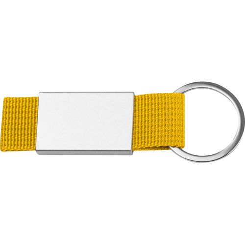 Schlüsselanhänger mit farbigem Stoffbändchen (Art.-Nr. CA335102) - Schlüsselanhänger mit farbigem Stoffb...