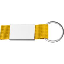 Schlüsselanhänger mit farbigem Stoffbändchen (gelb) (Art.-Nr. CA335102)