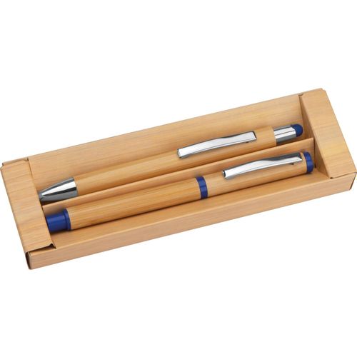 Schreibset aus Bambus (Art.-Nr. CA342245) - Schreibset bestehend aus einem blau...