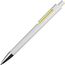 Weißer Kugelschreiber mit farbigen Applikationen (gelb) (Art.-Nr. CA345132)