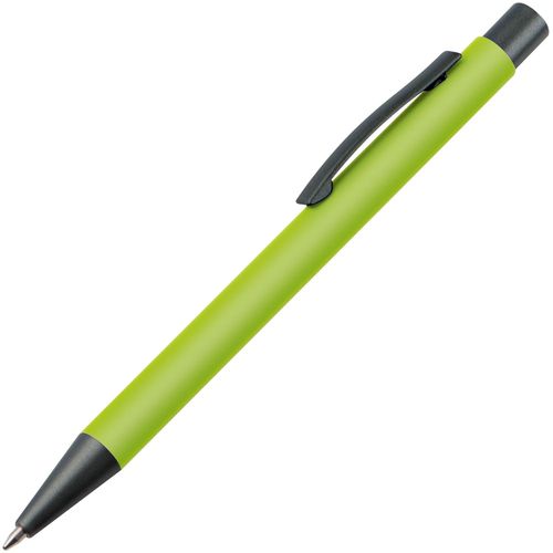 Matter Kugelschreiber mit Metallclip (Art.-Nr. CA360997) - Druckkugelschreiber mit blau schreibende...