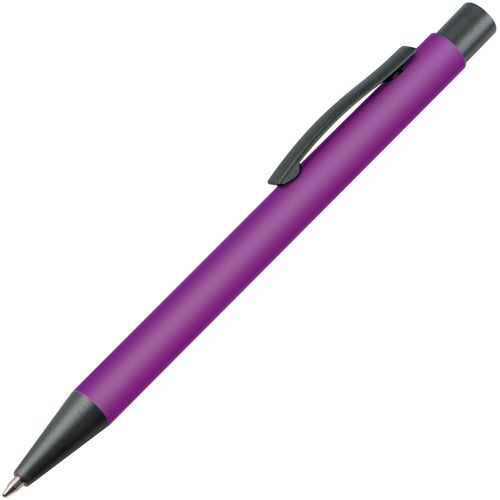 Matter Kugelschreiber mit Metallclip (Art.-Nr. CA384295) - Druckkugelschreiber mit blau schreibende...