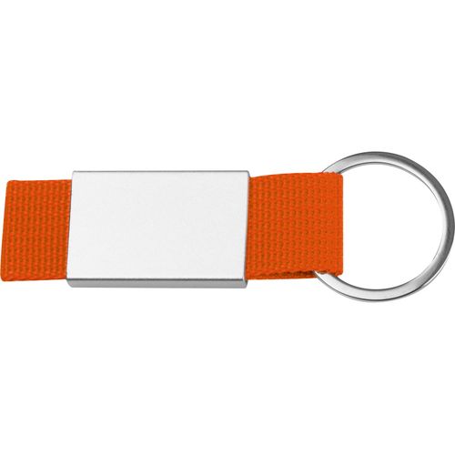 Schlüsselanhänger mit farbigem Stoffbändchen (Art.-Nr. CA397459) - Schlüsselanhänger mit farbigem Stoffb...