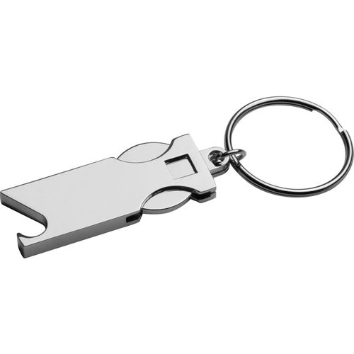 Schlüsselanhänger aus Metall mit Einkaufschip (Art.-Nr. CA406035) - Schlüsselanhänger aus Metall mit prakt...