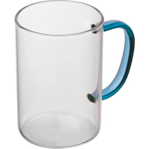 Glastasse mit farbigem Henkel, 250ml (Art.-Nr. CA406904) - Tasse aus Glas mit einem farblich...