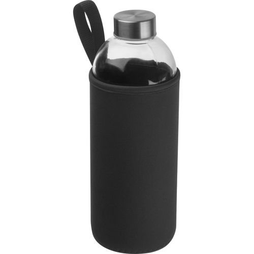 Trinkflasche aus Glas mit Neoprenüberzug, 1.000ml (Art.-Nr. CA433212) - Auslaufsichere Trinkflasche aus Glas...