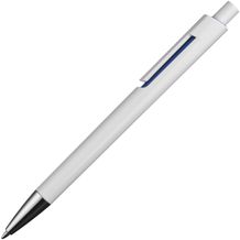 Weißer Kugelschreiber mit farbigen Applikationen (blau) (Art.-Nr. CA433957)