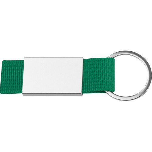Schlüsselanhänger mit farbigem Stoffbändchen (Art.-Nr. CA440908) - Schlüsselanhänger mit farbigem Stoffb...
