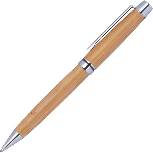 Kugelschreiber aus Holz mit Applikationen aus Metall (Art.-Nr. CA452683) - Drehkugelschreiber aus Holz mit Applikat...