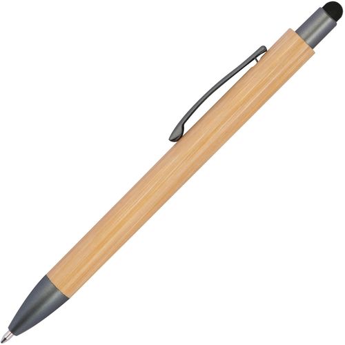 Bambuskugelschreiber mit Touchfunktion (Art.-Nr. CA467176) - Bambuskugelschreiber mit blau schreibend...