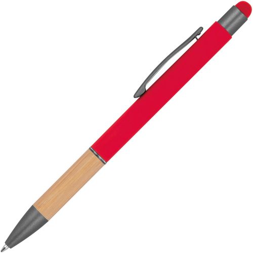 Kugelschreiber mit Griffzone aus Bambus (Art.-Nr. CA482961) - Kugelschreiber aus Aluminium mit blau...