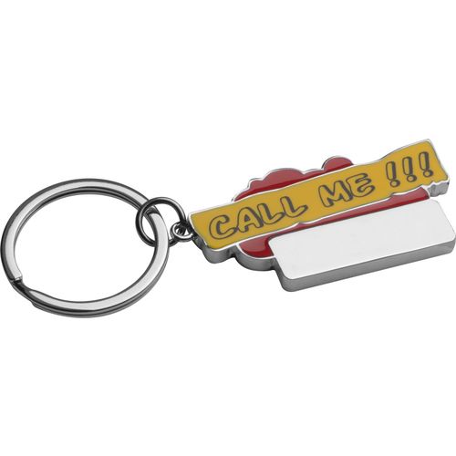 Schlüsselanhänger Call me!!! (Art.-Nr. CA506342) - Schlüsselanhänger aus Metall mit farbl...