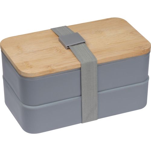 2 stöckige Lunchbox aus Kunststoff und Bambus (Art.-Nr. CA508908) - Zweistöckige Lunchbox mit zwei separate...