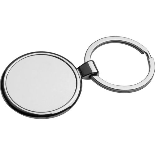 Metall Schlüsselanhänger, rund mit glänzendem Innenteil (Art.-Nr. CA536142) - Metall Schlüsselanhänger rund, verchro...