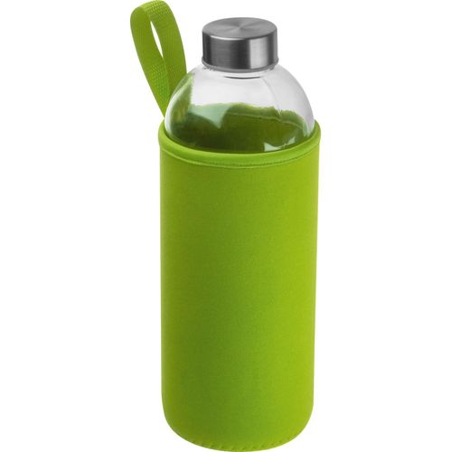 Trinkflasche aus Glas mit Neoprenüberzug, 1.000ml (Art.-Nr. CA569885) - Auslaufsichere Trinkflasche aus Glas...