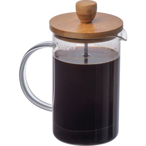 Kaffee- oder Teezubereiter aus Glas mit Bambusdeckel (Art.-Nr. CA572216) - Kaffee- oder Teezubereiter aus Borosilik...