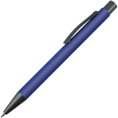 Matter Kugelschreiber mit Metallclip (Art.-Nr. CA606872) - Druckkugelschreiber mit blau schreibende...