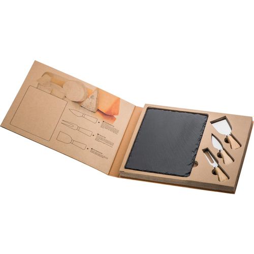 Käseset mit Schieferplatte und Käsebesteck (Art.-Nr. CA607693) - Käseset mit einer Schieferplatte, einem...