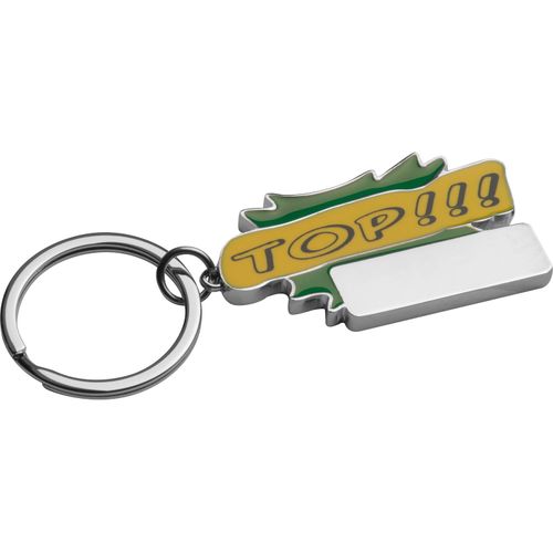 Schlüsselanhänger Top!!! (Art.-Nr. CA620893) - Schlüsselanhänger aus Metall mit farbl...