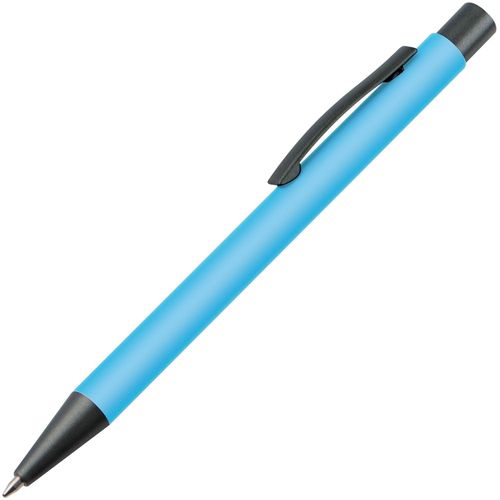 Matter Kugelschreiber mit Metallclip (Art.-Nr. CA646439) - Druckkugelschreiber mit blau schreibende...