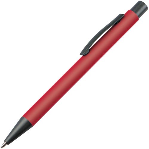 Matter Kugelschreiber mit Metallclip (Art.-Nr. CA648473) - Druckkugelschreiber mit blau schreibende...