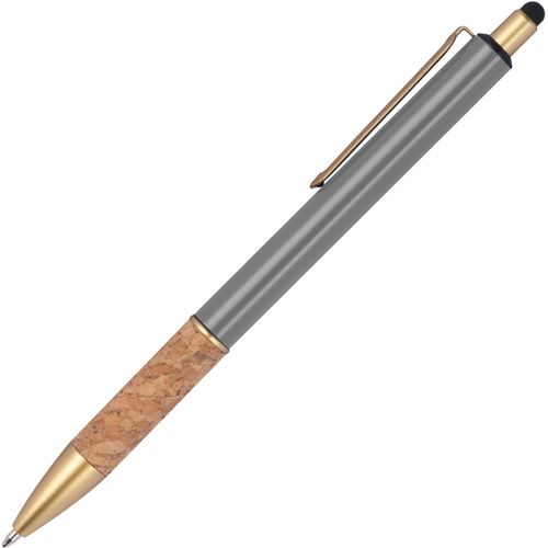 Kugelschreiber mit Korkgriffzone (Art.-Nr. CA653122) - Kugelschreiber aus Metall mit goldenen...