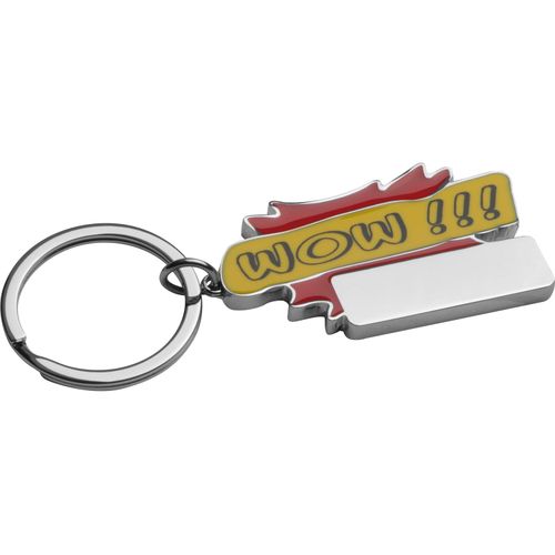 Schlüsselanhänger Wow!!! (Art.-Nr. CA661918) - Schlüsselanhänger aus Metall mit farbl...