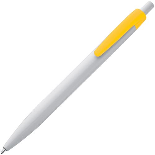 Kunststoffkugelschreiber mit farbigem Clip (Art.-Nr. CA662827) - Trendiger Druckkugelschreiber mit blau...