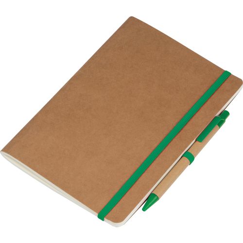 A5 Notizheft mit Kugelschreiber (Art.-Nr. CA682349) - A5 Notizbuch aus recyceltem Papier mit...